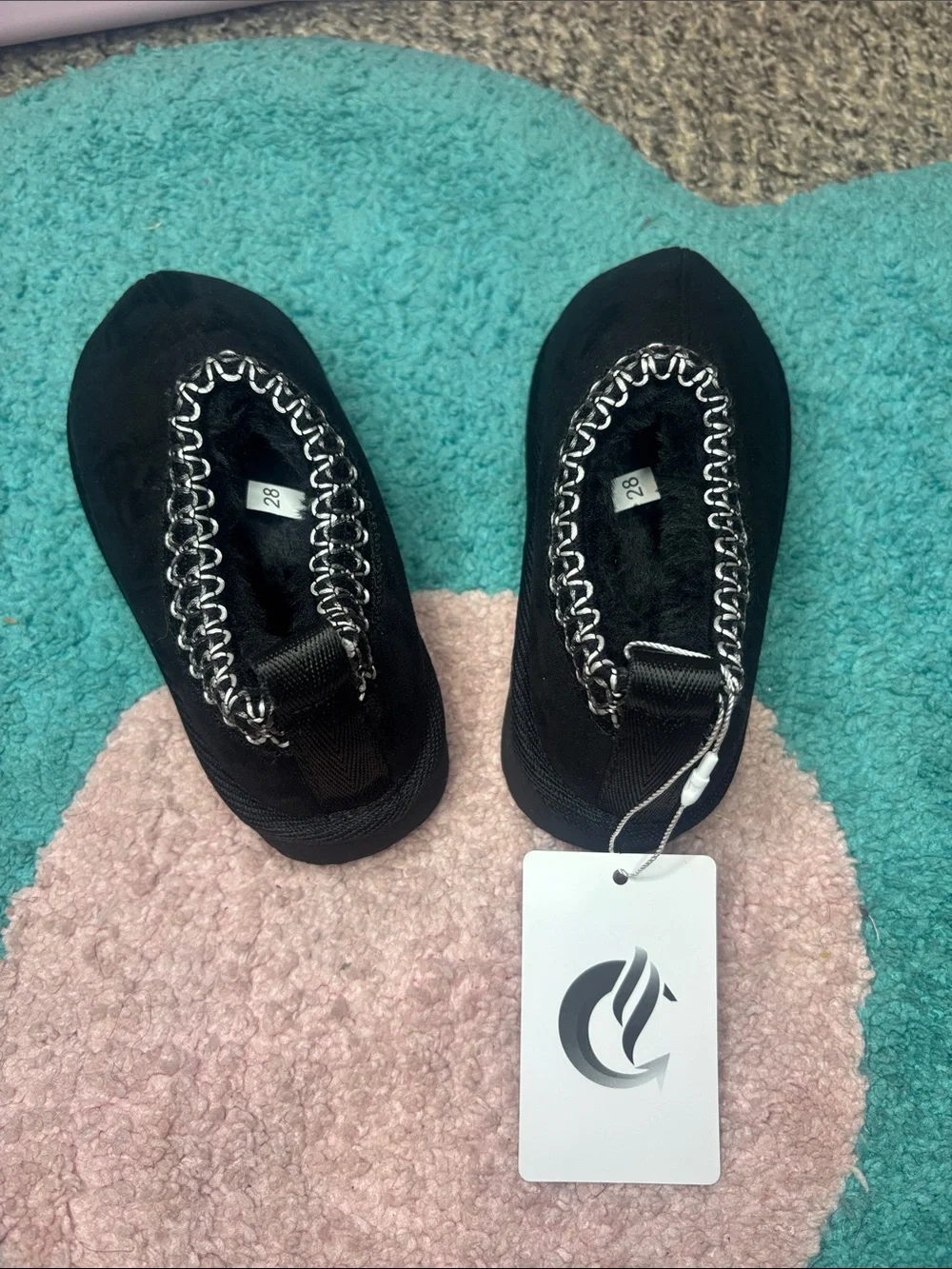 Black Kids Slip-On Cozy Suede Slippers